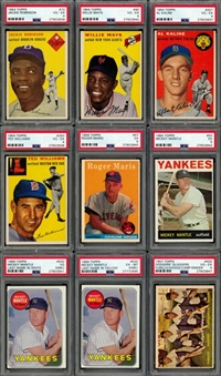 1954-1969 Topps Stars and Hall of Famers PSA-Graded Collection (9 Different) Including Mantle 